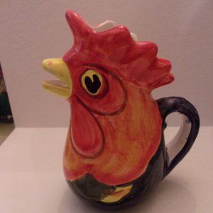 HAND PAINTED ITALIAN PITCHER ROOSTER.